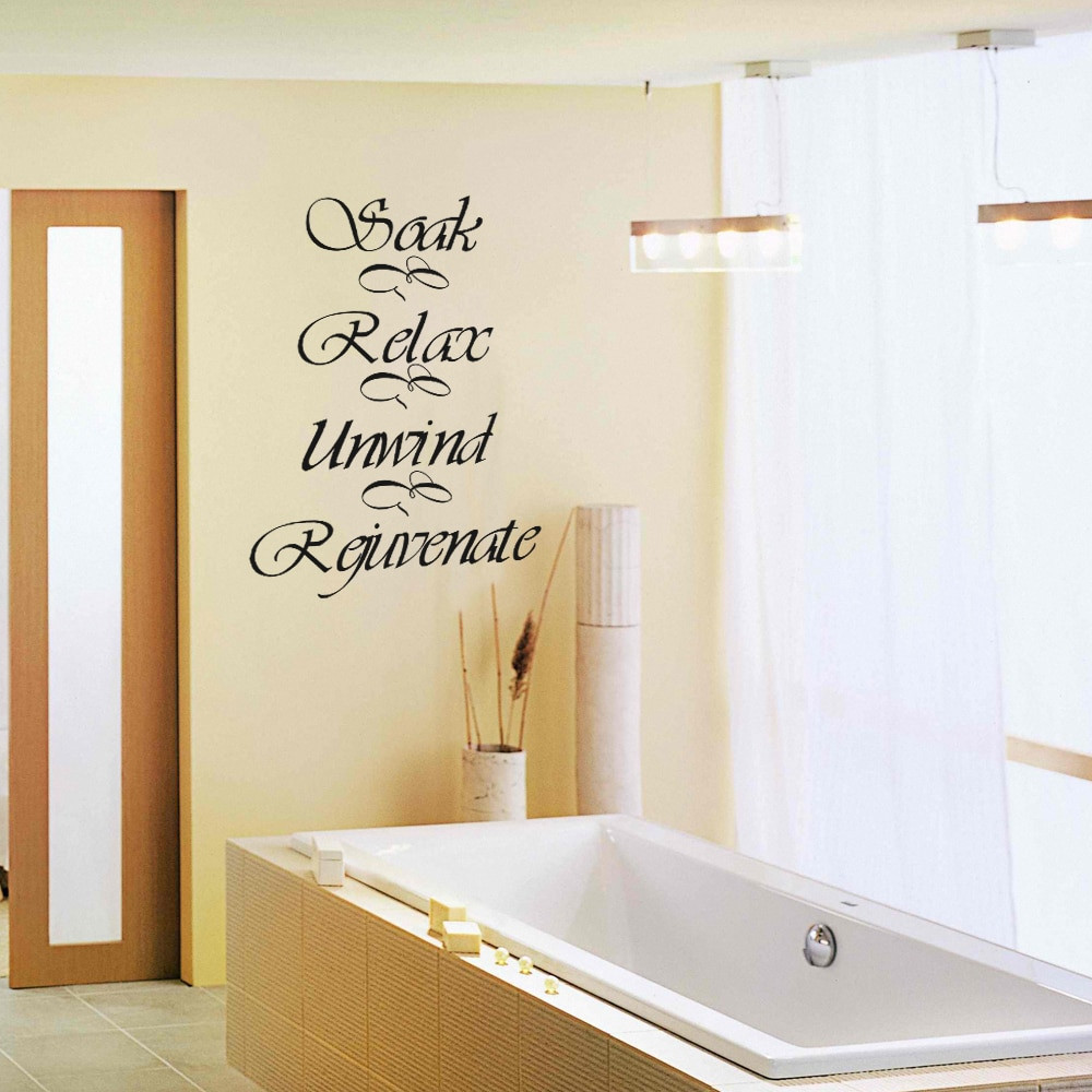 Wall Decal Bathroom
 Bathroom Wall Decal Quote Soak Relax Unwind Rejuvenate