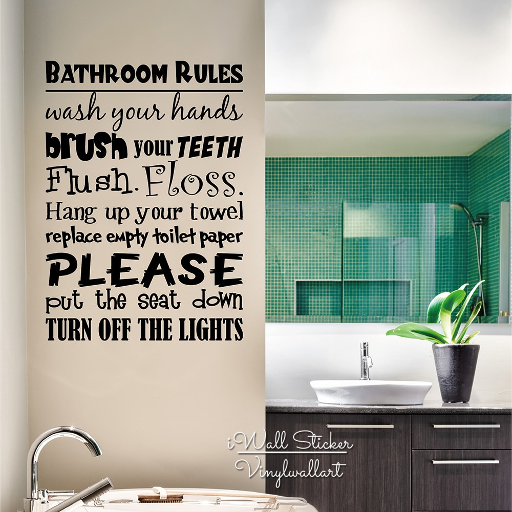 Wall Decal Bathroom
 Bathroom Rules Vinyl Lettering Wall Decal Home Quotes Wall