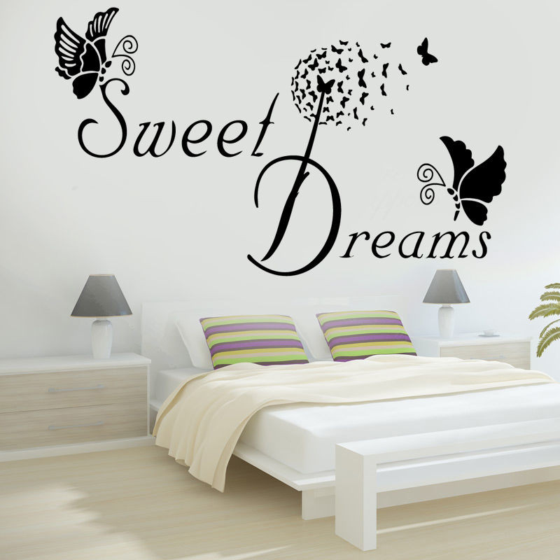 Wall Decal Quotes For Bedroom
 SWEET DREAMS Butterfly LOVE Quote Wall Stickers Bedroom
