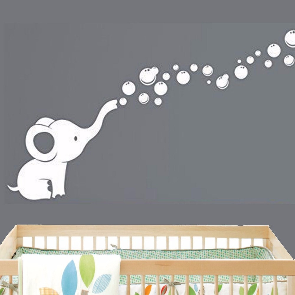 Wall Decoration For Baby Room
 Aliexpress Buy Elephant Bubbles Baby Wall Decal