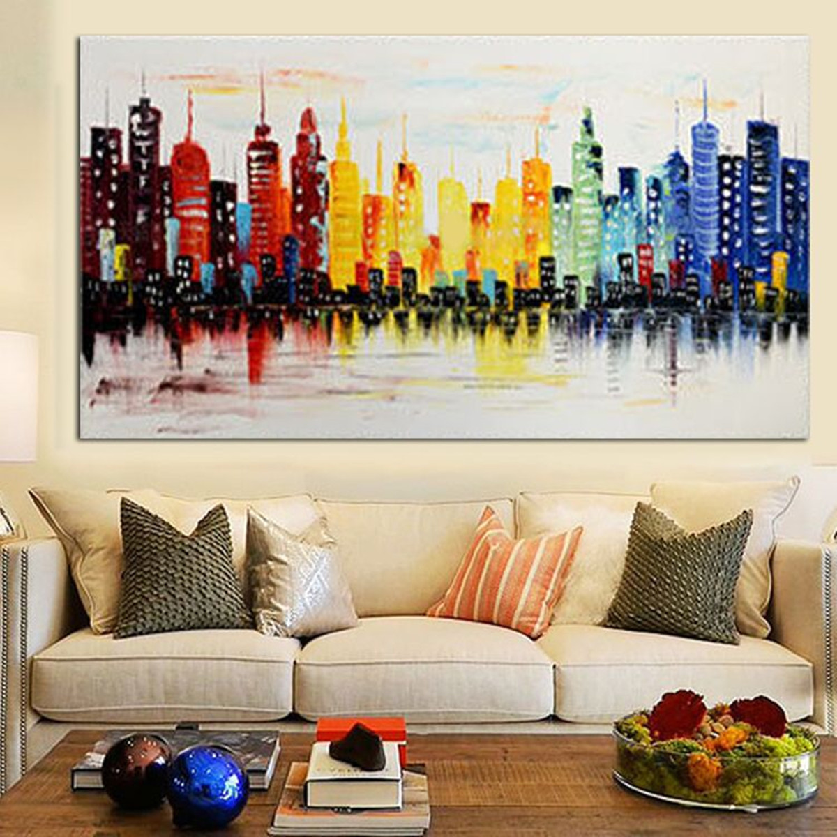 Wall Hangings For Living Room
 120X60CM Modern City Canvas Abstract Painting Print Living