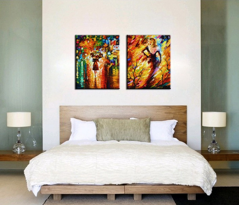 Wall Prints For Bedroom
 Bedroom Decorated Knife paint landscape abstract modern