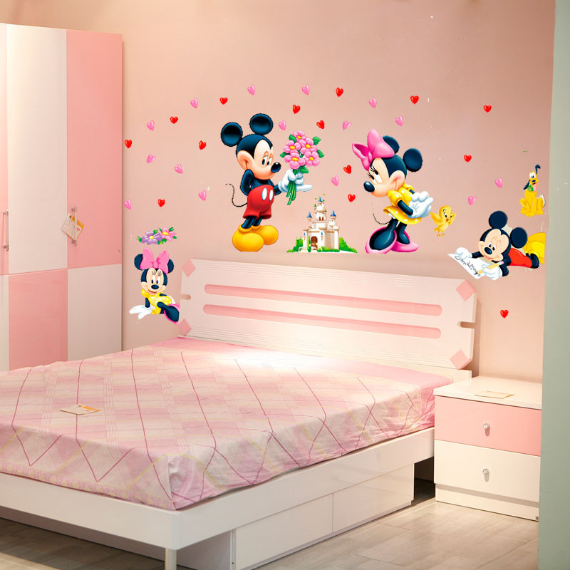 Wall Stickers For Bedroom
 Cartoon Mickey Minnie Mouse baby home decals wall stickers