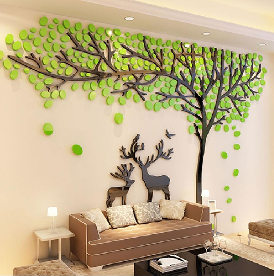 Wall Stickers For Living Room
 2017 Elk Trees 3D Stereo Wall Stickers Living Room Sofa TV