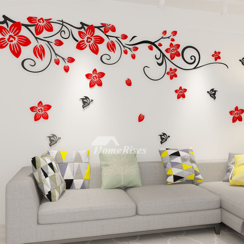 Wall Stickers For Living Room
 Flower Wall Decals Acrylic 3d Self Adhesive Living Room