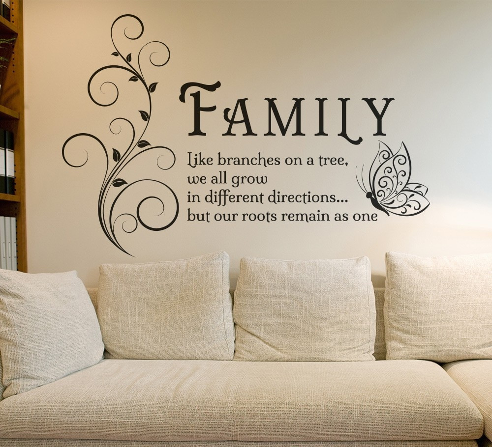 Wall Words For Living Room
 Family Like Branches Quotes Butterfly Vinyl Wall Art