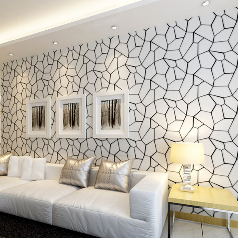 Wallpaper Designs For Living Room
 Black White Geometric Pattern Non woven Wallpaper Modern