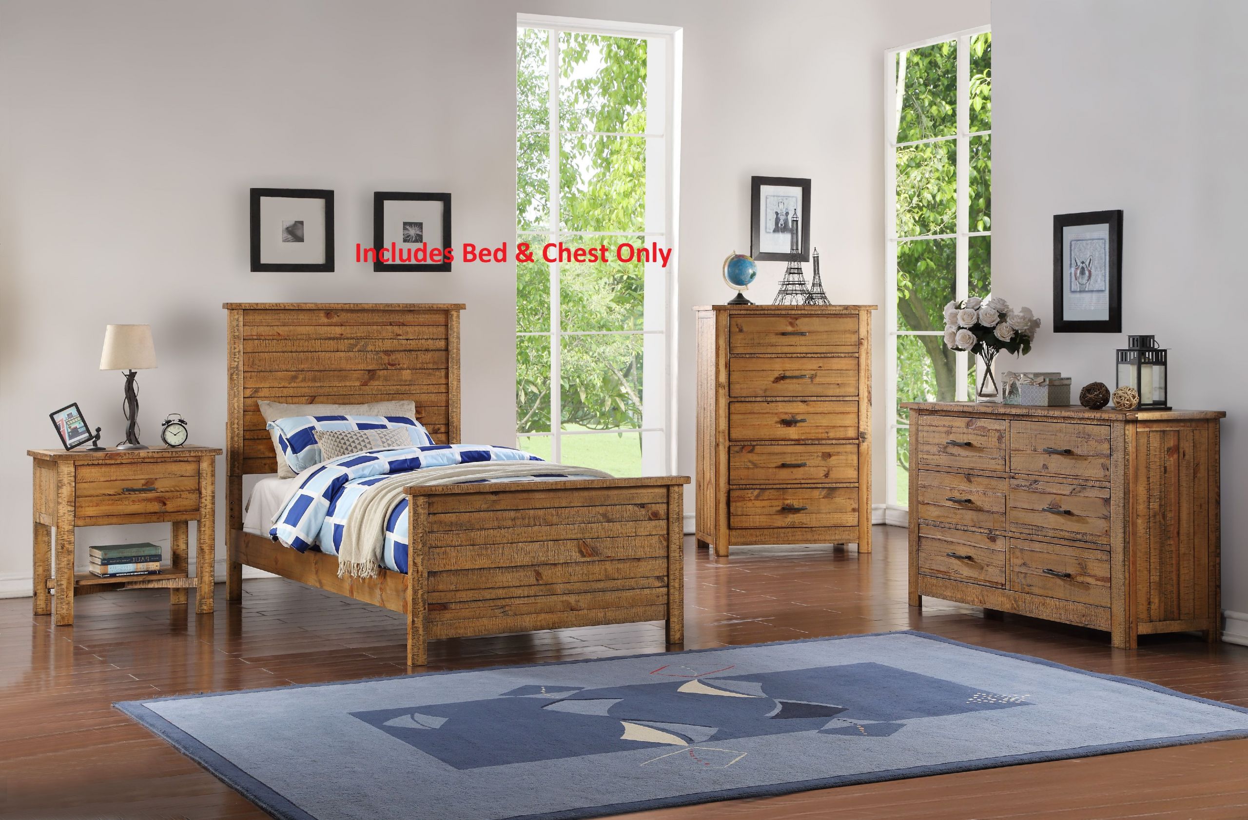 Walmart Kids Bedroom Furniture
 Madison 2 Piece Twin Size Natural Wood Rustic Kids Bedroom