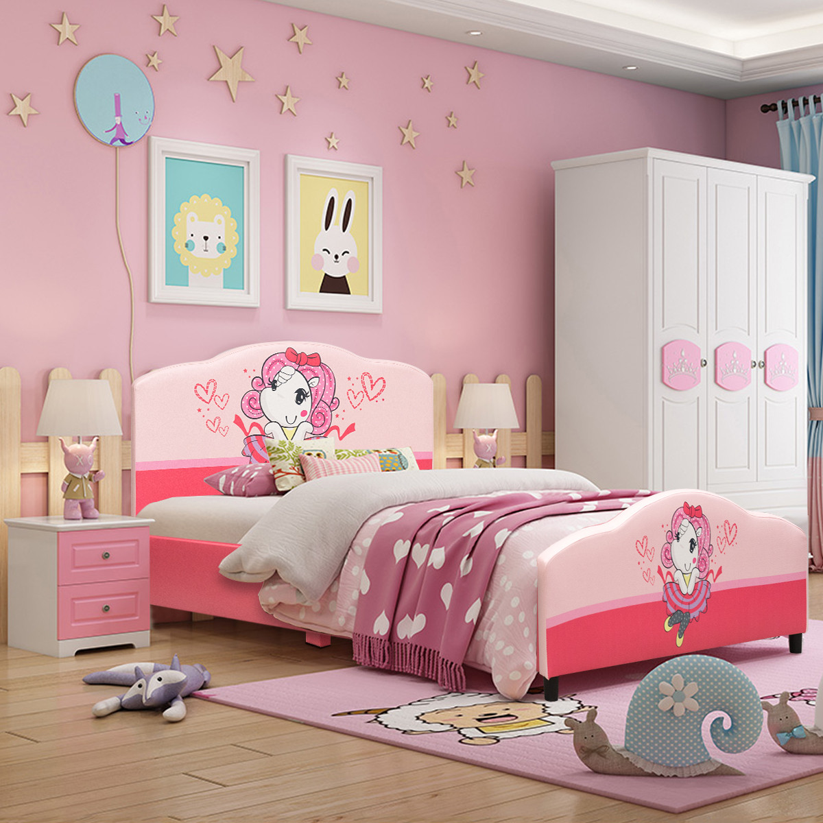 Walmart Kids Bedroom Furniture
 Costway Kids Children Upholstered Platform Toddler Bed