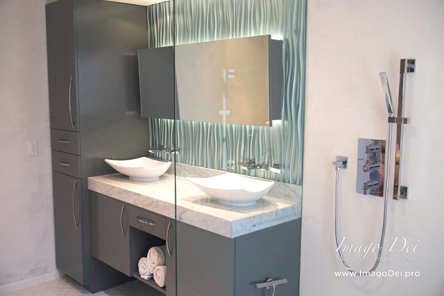 Waterproof Paint For Bathroom
 Master Bath Waterproof Veneer Plaster & Metallic Tile