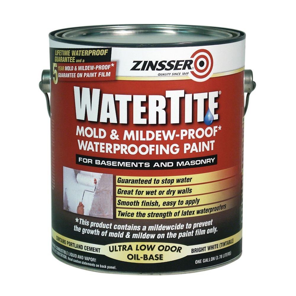 Waterproof Paint For Bathroom
 Zinsser 1 gal WaterTite Mold and Mildew Proof White Oil