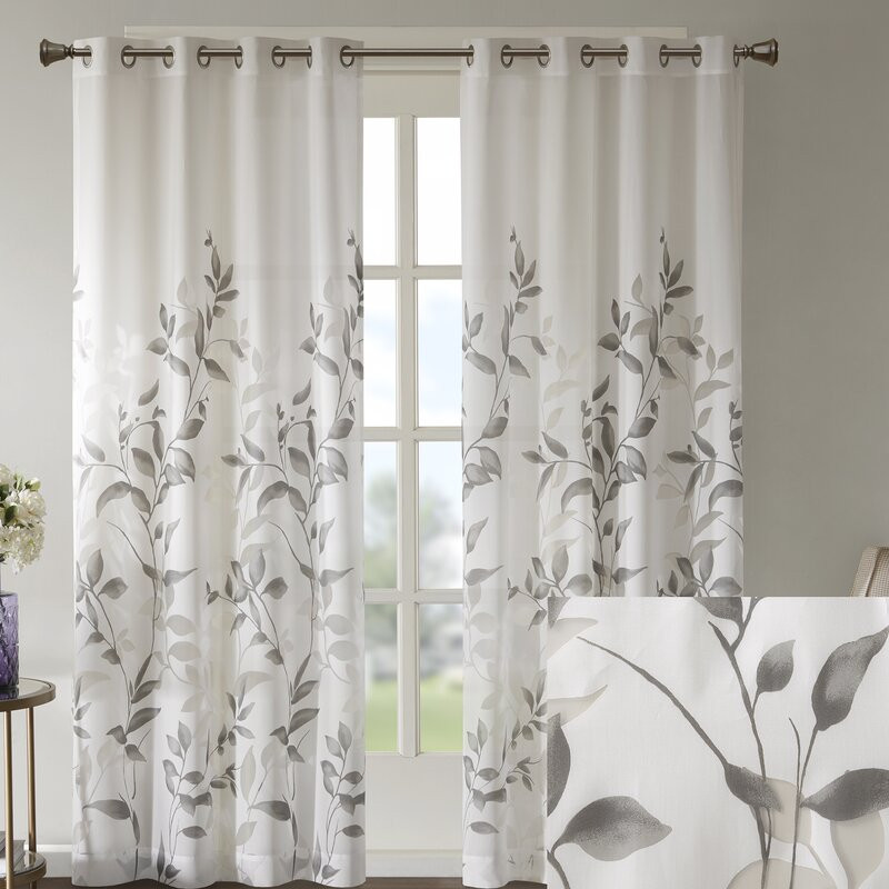 Wayfair Living Room Curtains
 Charlton Home Lazenby Nature Floral Semi Sheer Grommet
