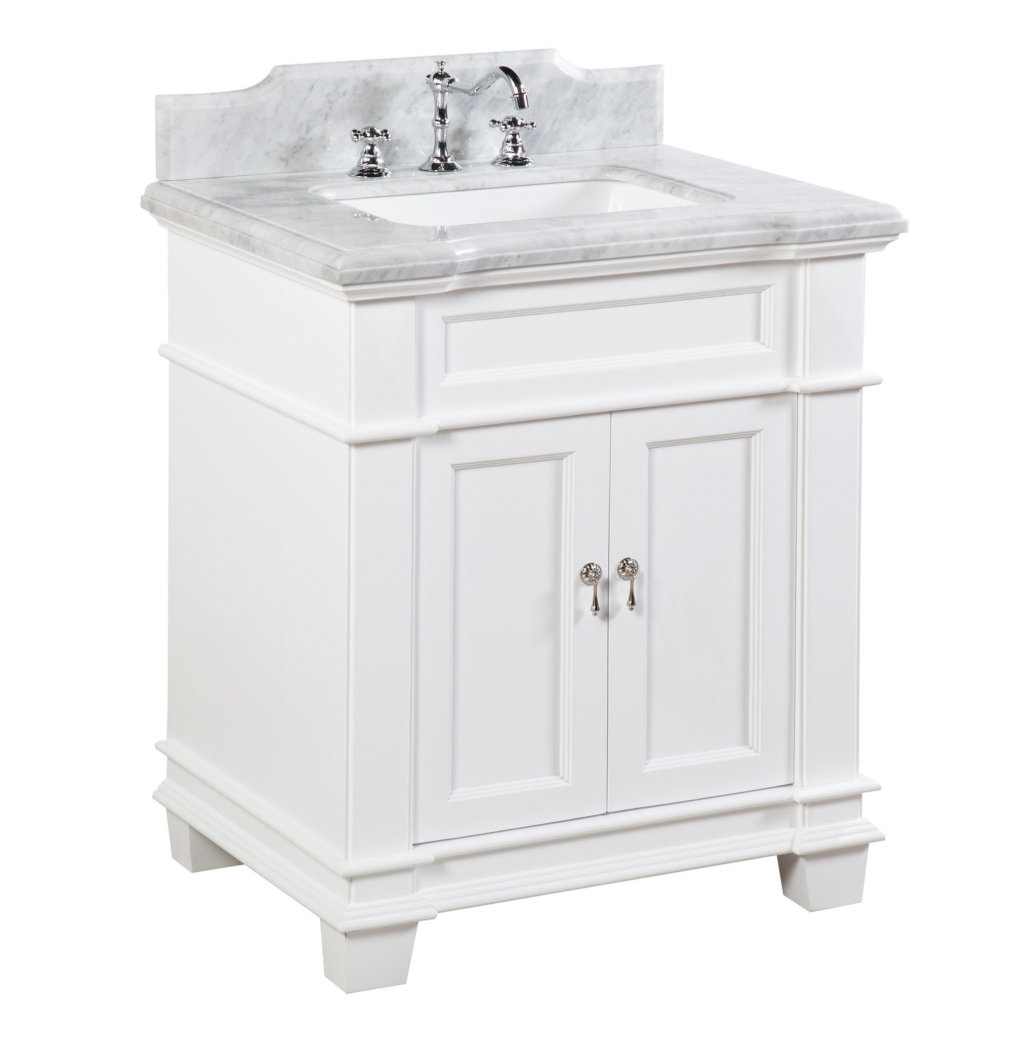 White 30 Inch Bathroom Vanity
 Elizabeth 30 inch Vanity Carrara White
