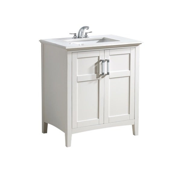 White 30 Inch Bathroom Vanity
 Salem White 30 inch 2 door White Quartz Marble Top