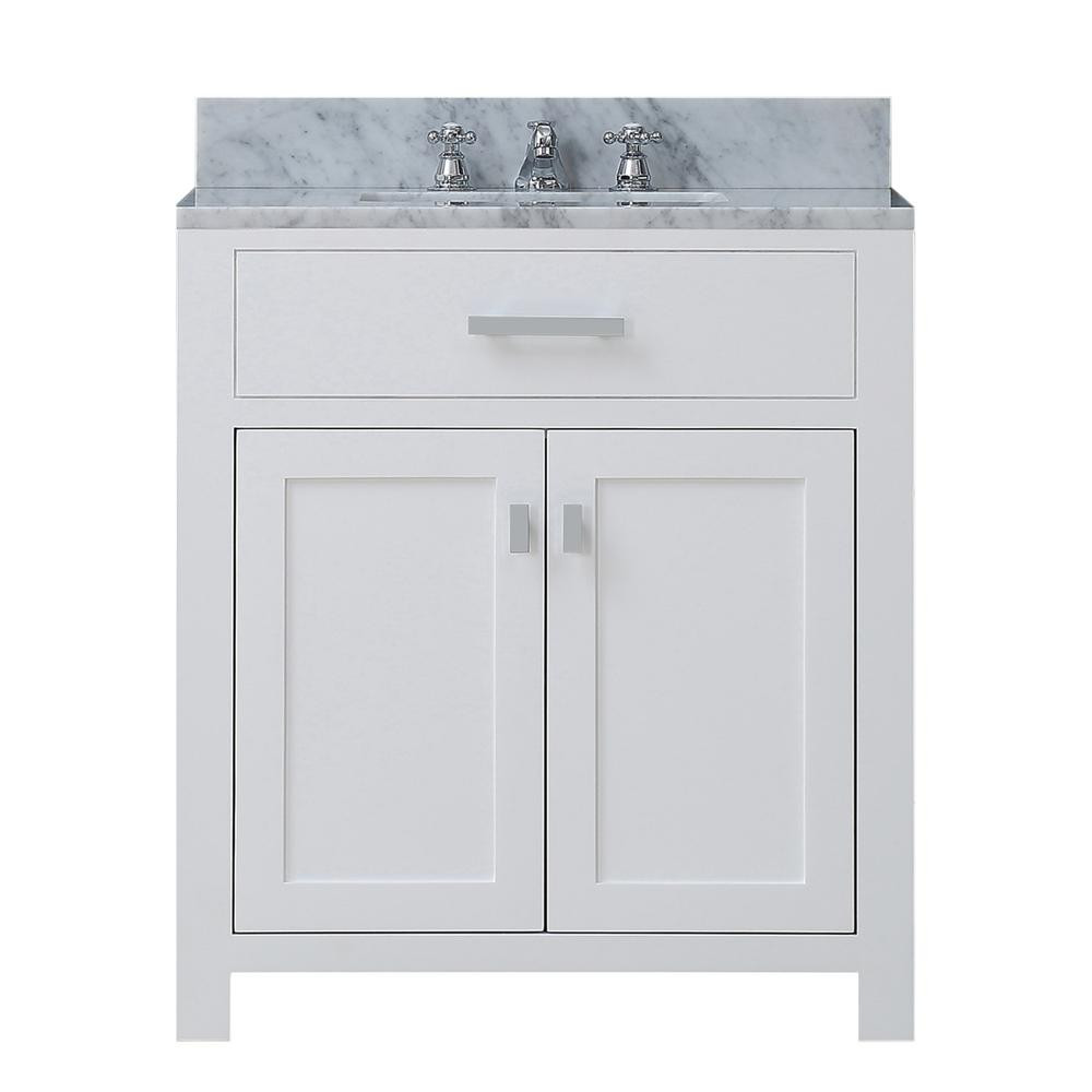 White 30 Inch Bathroom Vanity
 Water Creation Madison 30 in Vanity in Modern White with