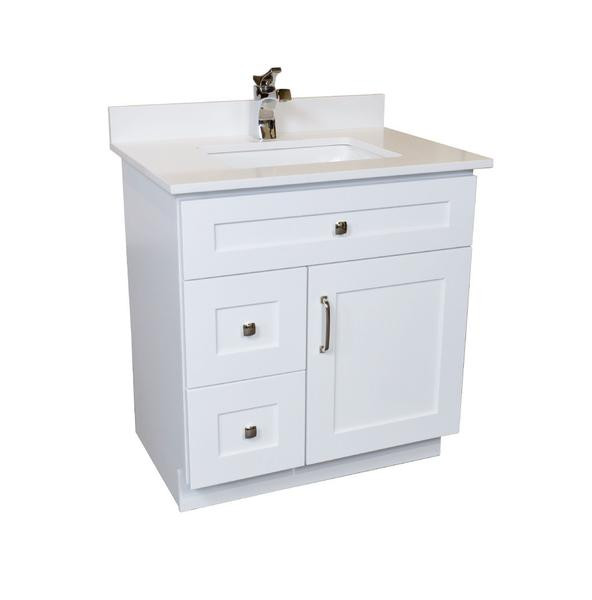 White 30 Inch Bathroom Vanity
 30 ̎ Maple Wood Bathroom Vanity in White bo