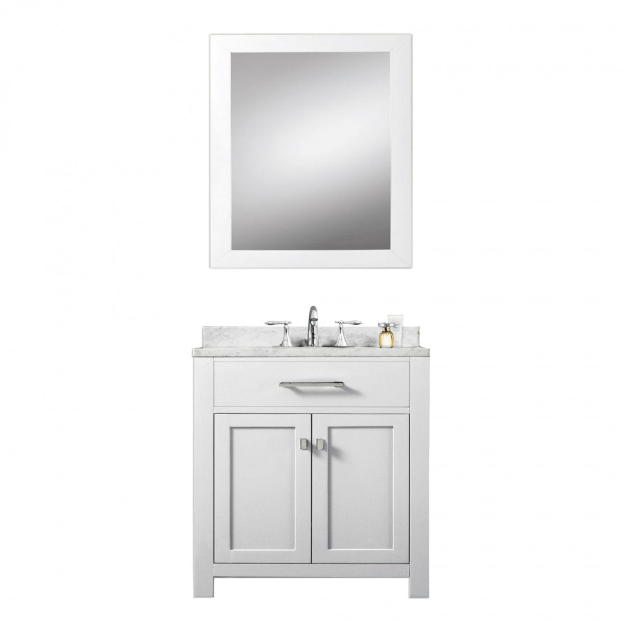 White 30 Inch Bathroom Vanity
 30 Inch Single Sink Bathroom Vanity with Carerra White