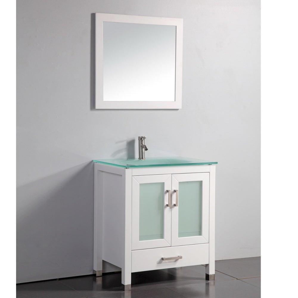 White 30 Inch Bathroom Vanity
 Tempered Glass Top White 30 inch Bathroom Vanity with