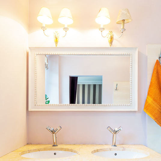 White Bathroom Mirrors
 Custom size white framed mirror Contemporary Bathroom