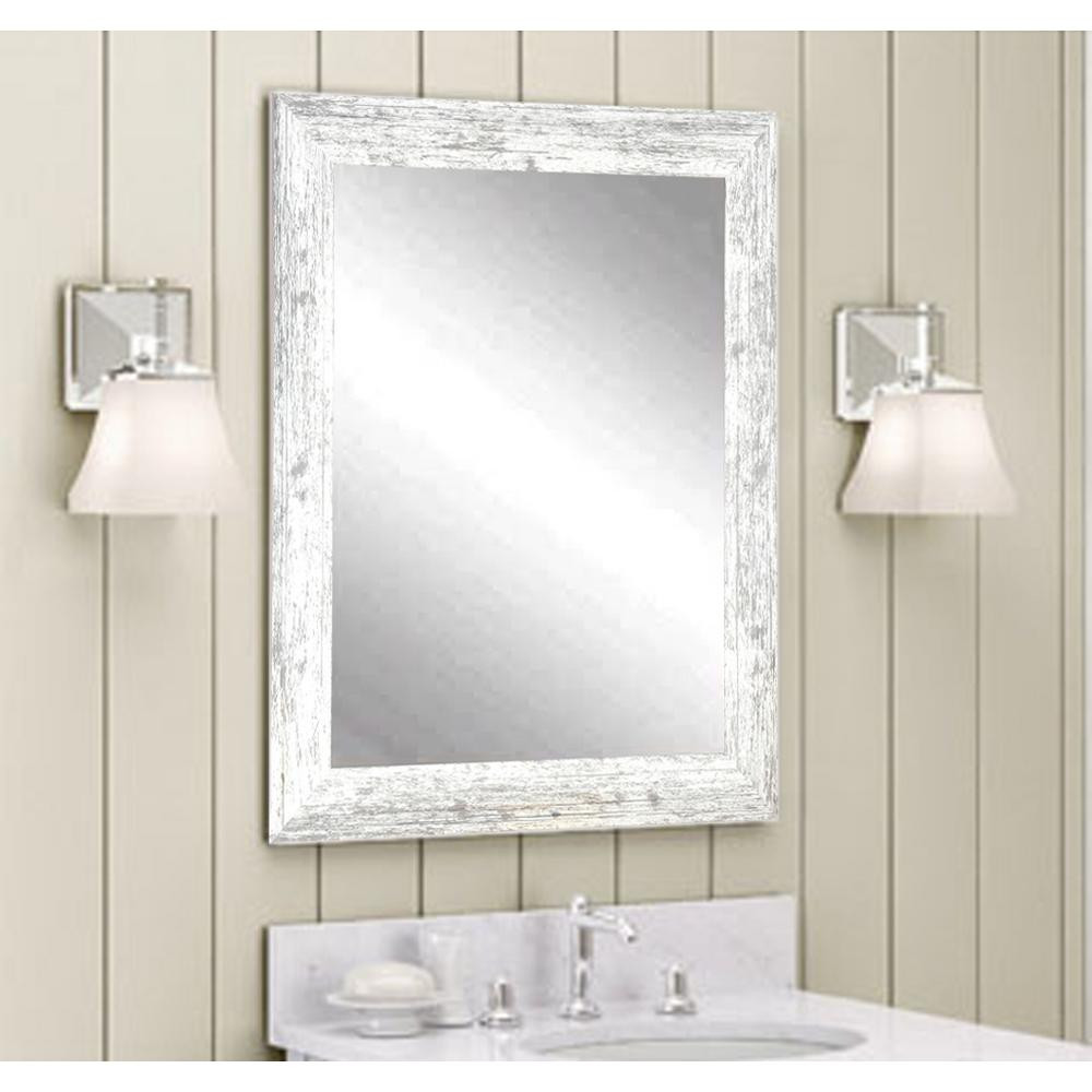 White Bathroom Mirrors
 Distressed Decorative Rectangle White Wall Mirror