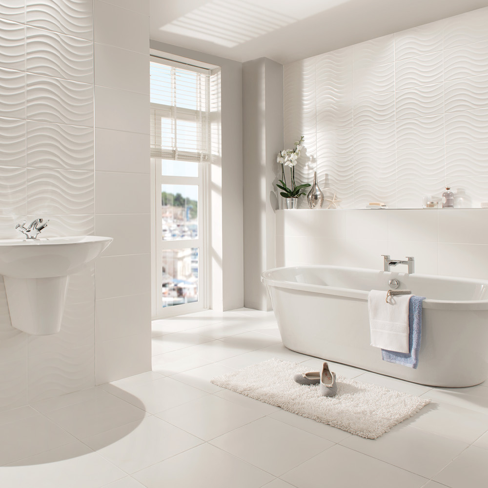 White Bathroom Wall Tiles
 Streamline Matt White Wall Tile 400x250mm Plymouth Tiles