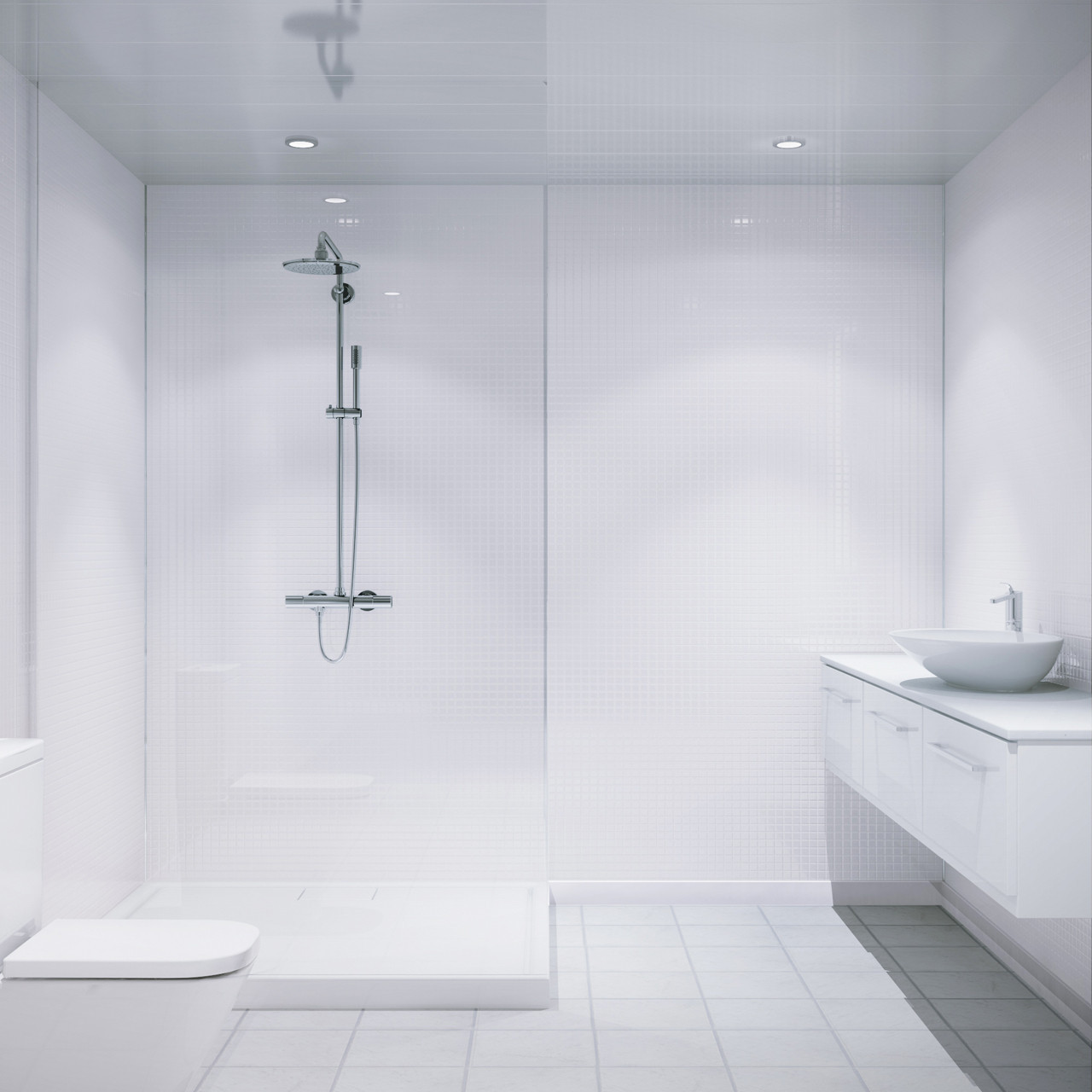 White Bathroom Wall Tiles
 Multipanel White Embossed Tile 2440mm x 1220mm Bathroom