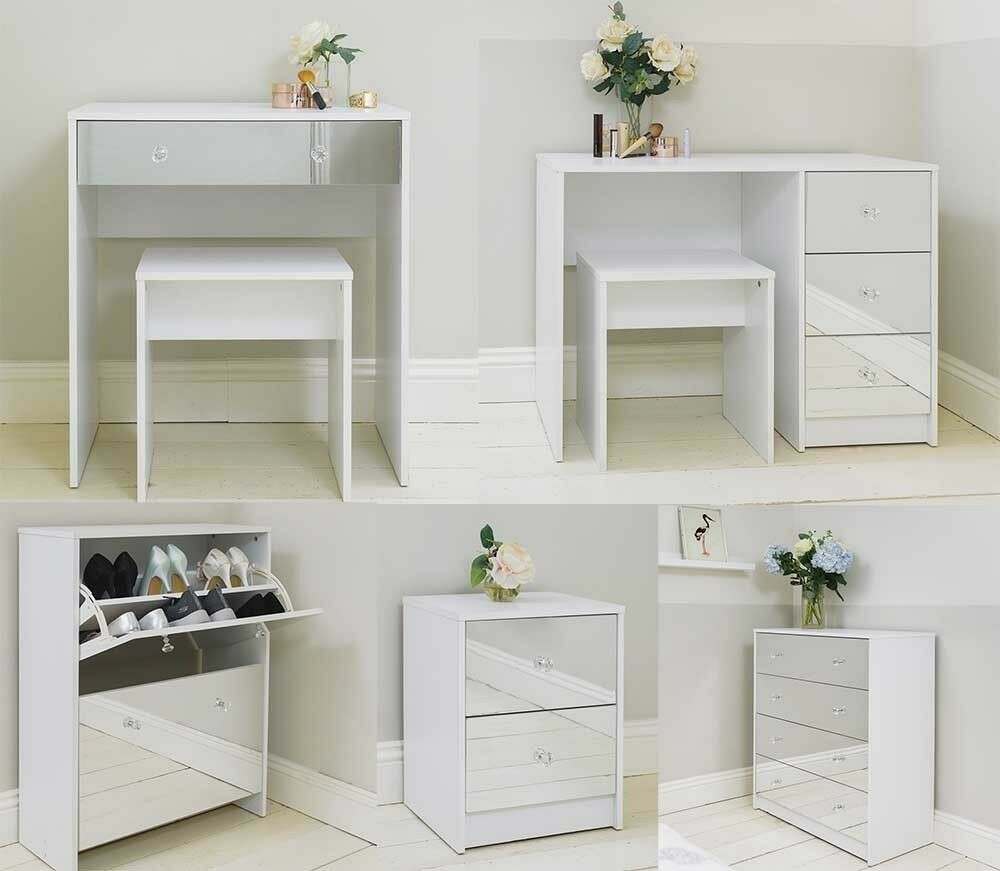 White Bedroom Cabinet
 White Mirrored Bedroom Furniture Modern Crystal Handles