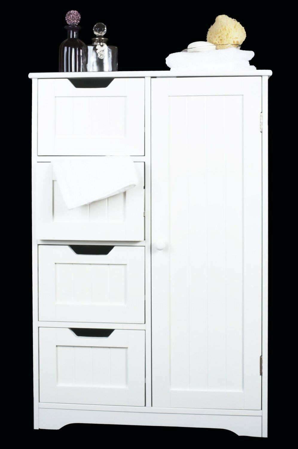 White Bedroom Cabinet
 White Wooden Cabinet 4 drawers & Cupboard Bathroom or