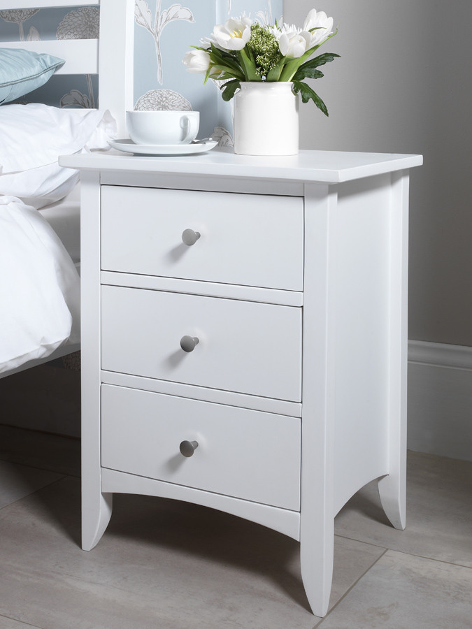 White Bedroom Cabinet
 Edward Hopper white bedside table with 3 drawers