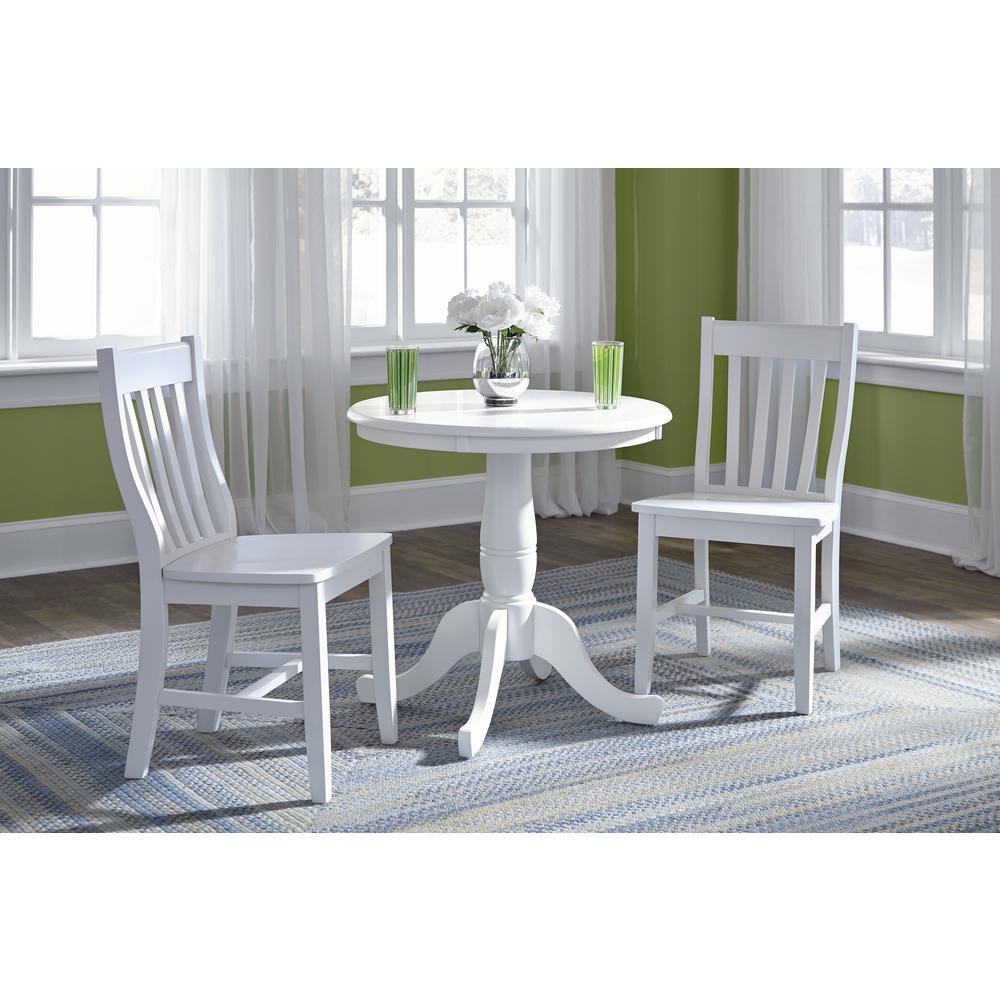 White Kitchen Table Set
 International Concepts Pure White Round Pedestal Dining