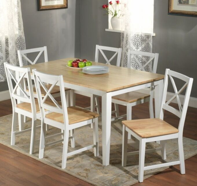 White Kitchen Table Set
 7 Pc White Dining Set Kitchen Room Table Chairs Bench Wood