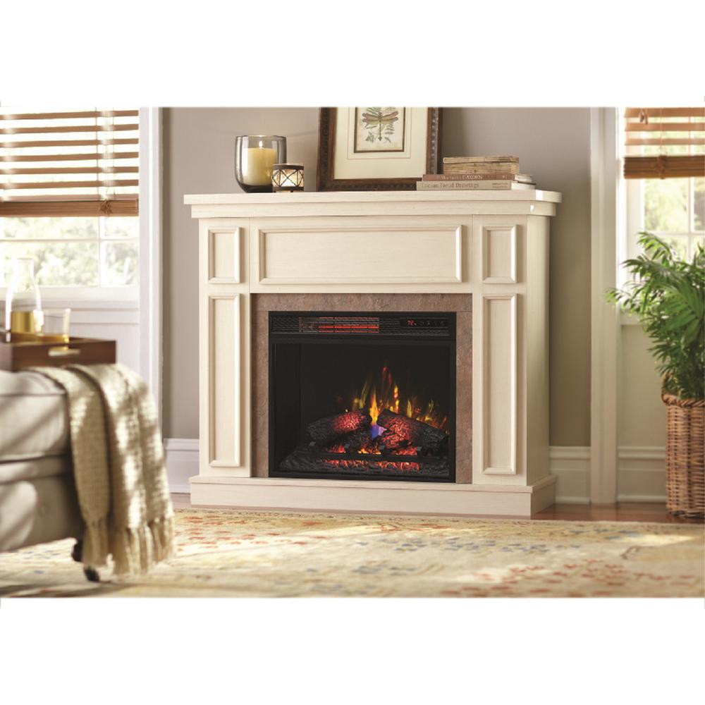 White Mantel Electric Fireplace
 Home Decorators Collection Granville 43 in Convertible