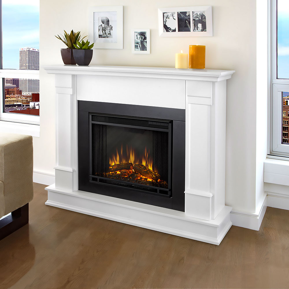 White Mantel Electric Fireplace
 Real Flame Silverton White Electric Fireplace