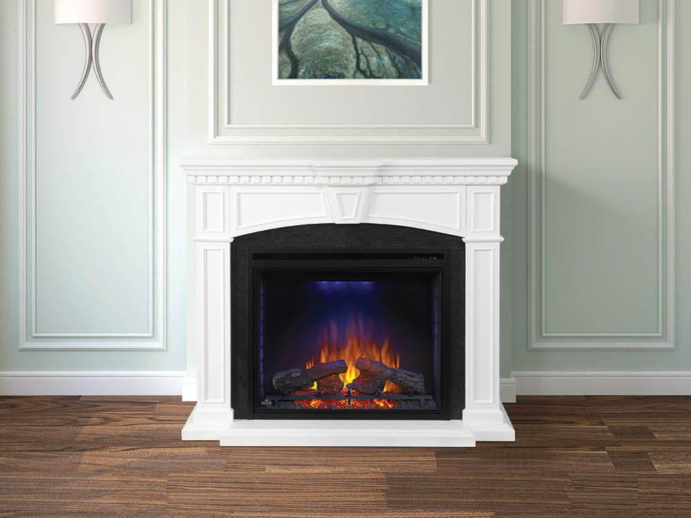 White Mantel Electric Fireplace
 Taylor Cabinet White & 33" Firebox NEFP33 0214W