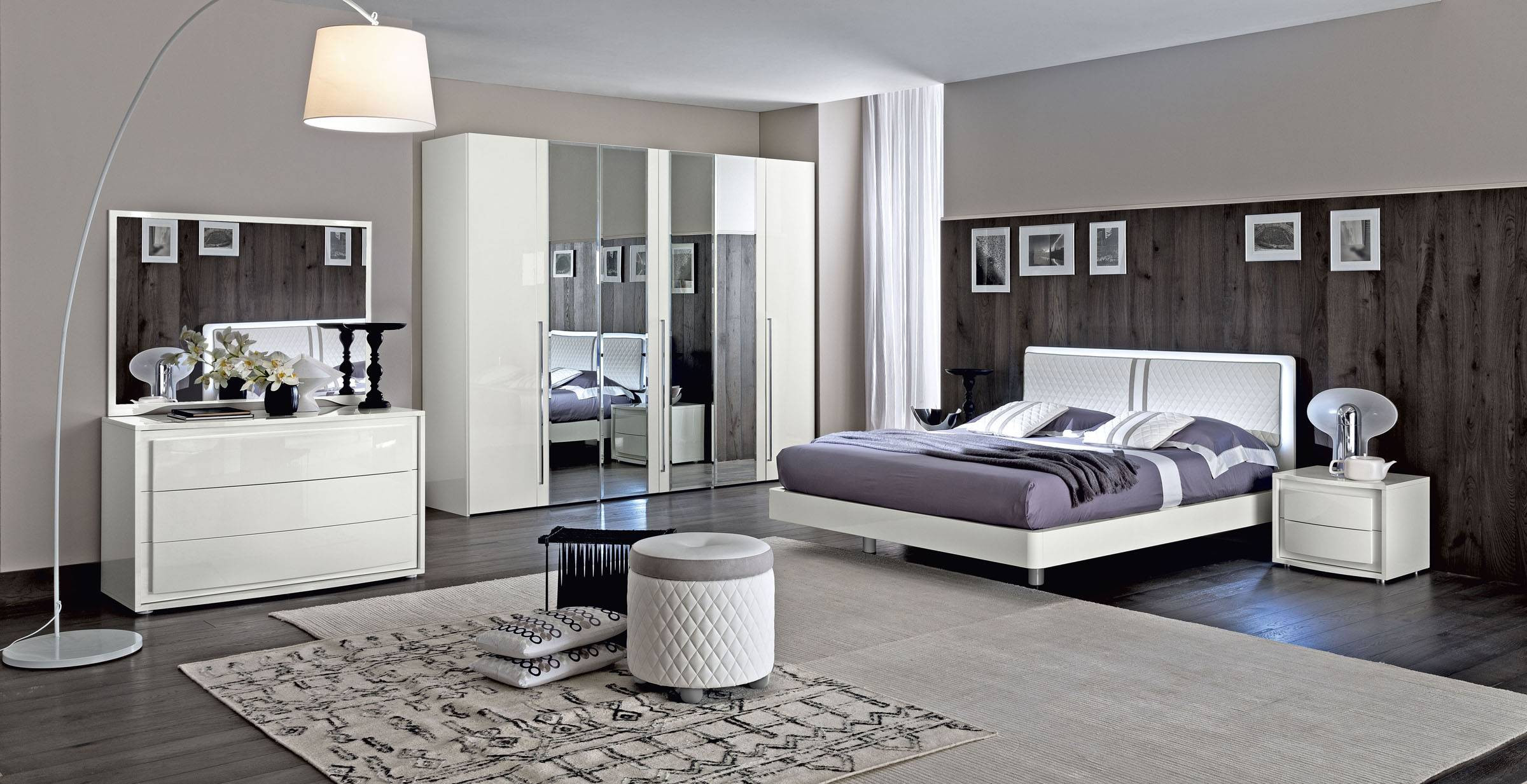 White Modern Bedroom Set
 Made in Italy Wood Modern Contemporary Master Beds Tempe