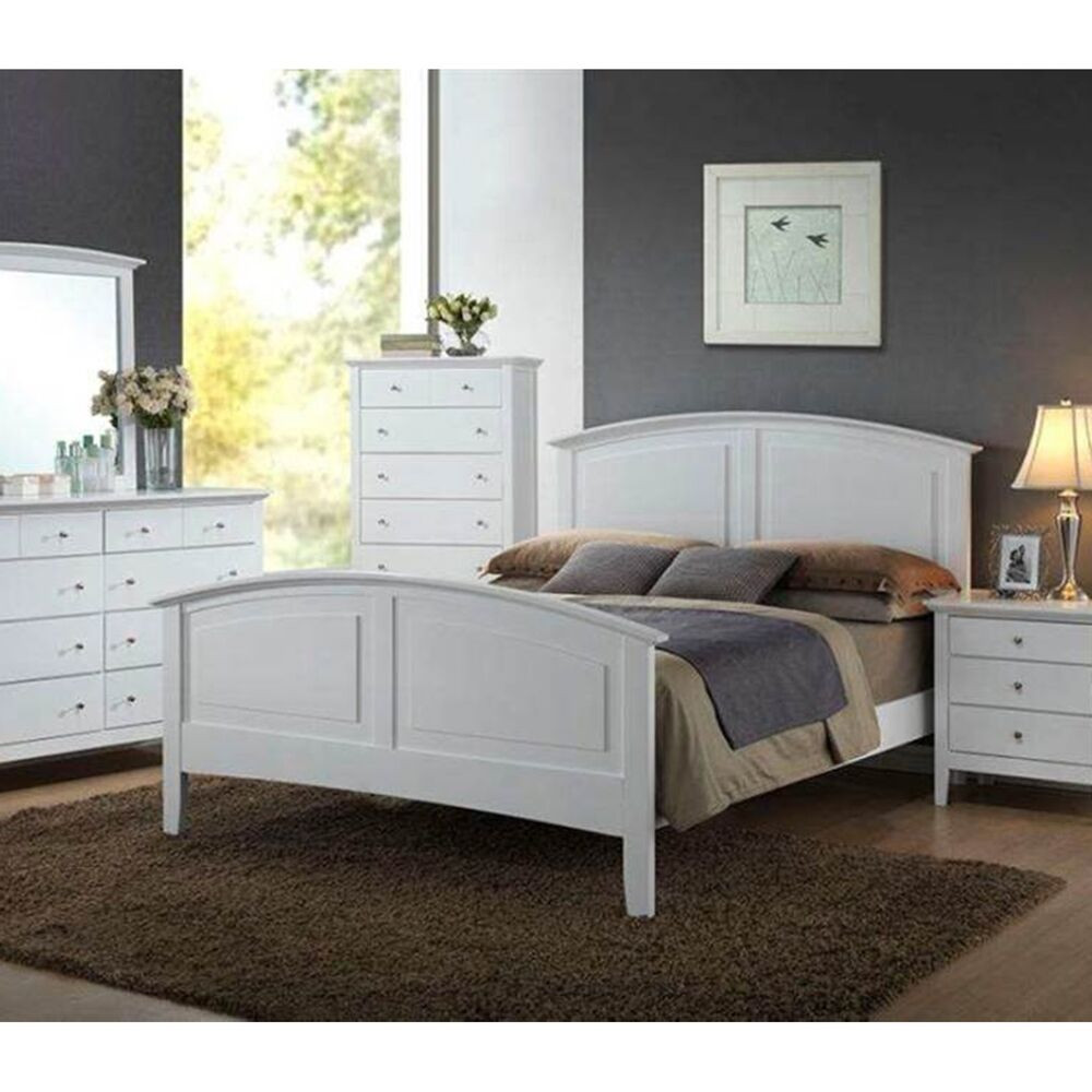 White Modern Bedroom Set
 Contemporary Whiskey White Finish 1Pc Full Size Bed For