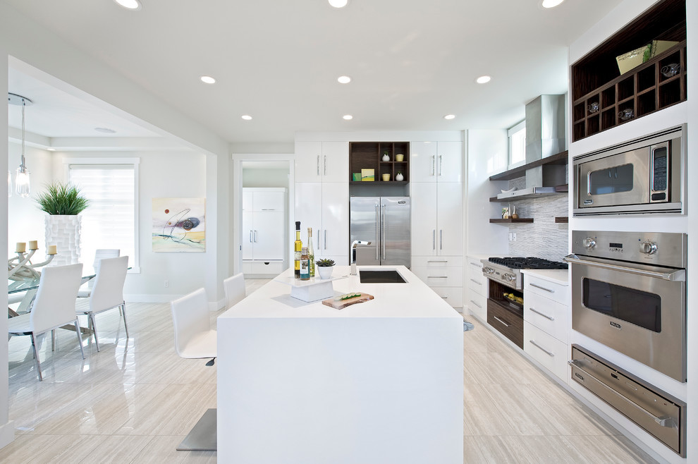 White Modern Kitchen Cabinets
 White Washed Wood Floor Meets Home with Industrial Style