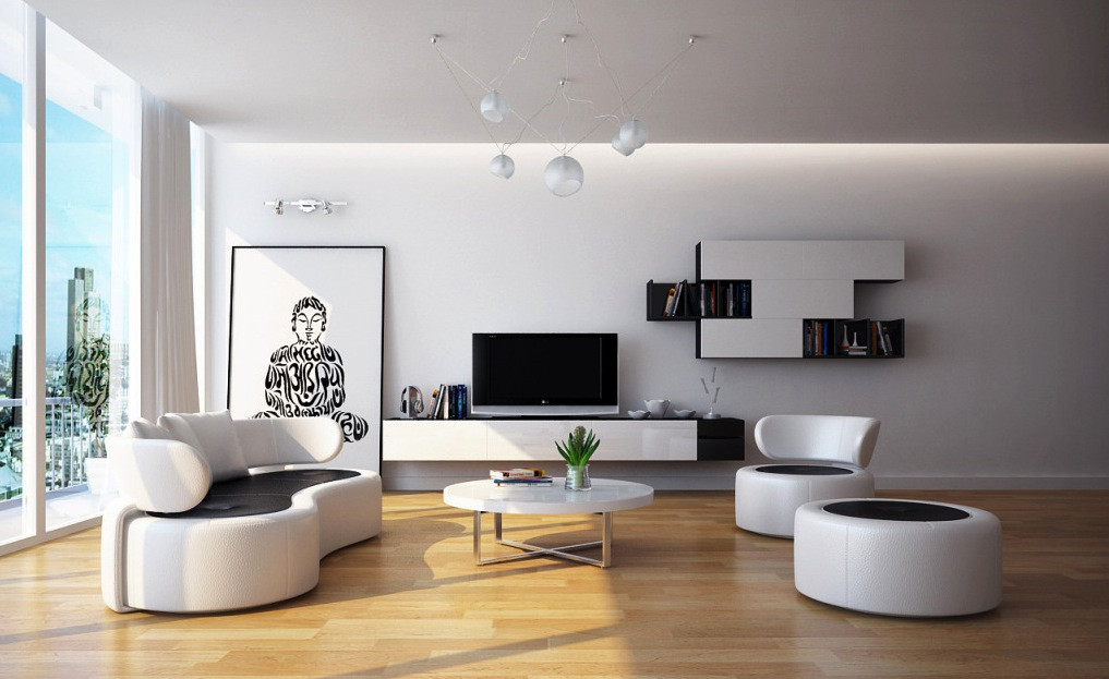 White Modern Living Room
 Classically Cool Living Rooms