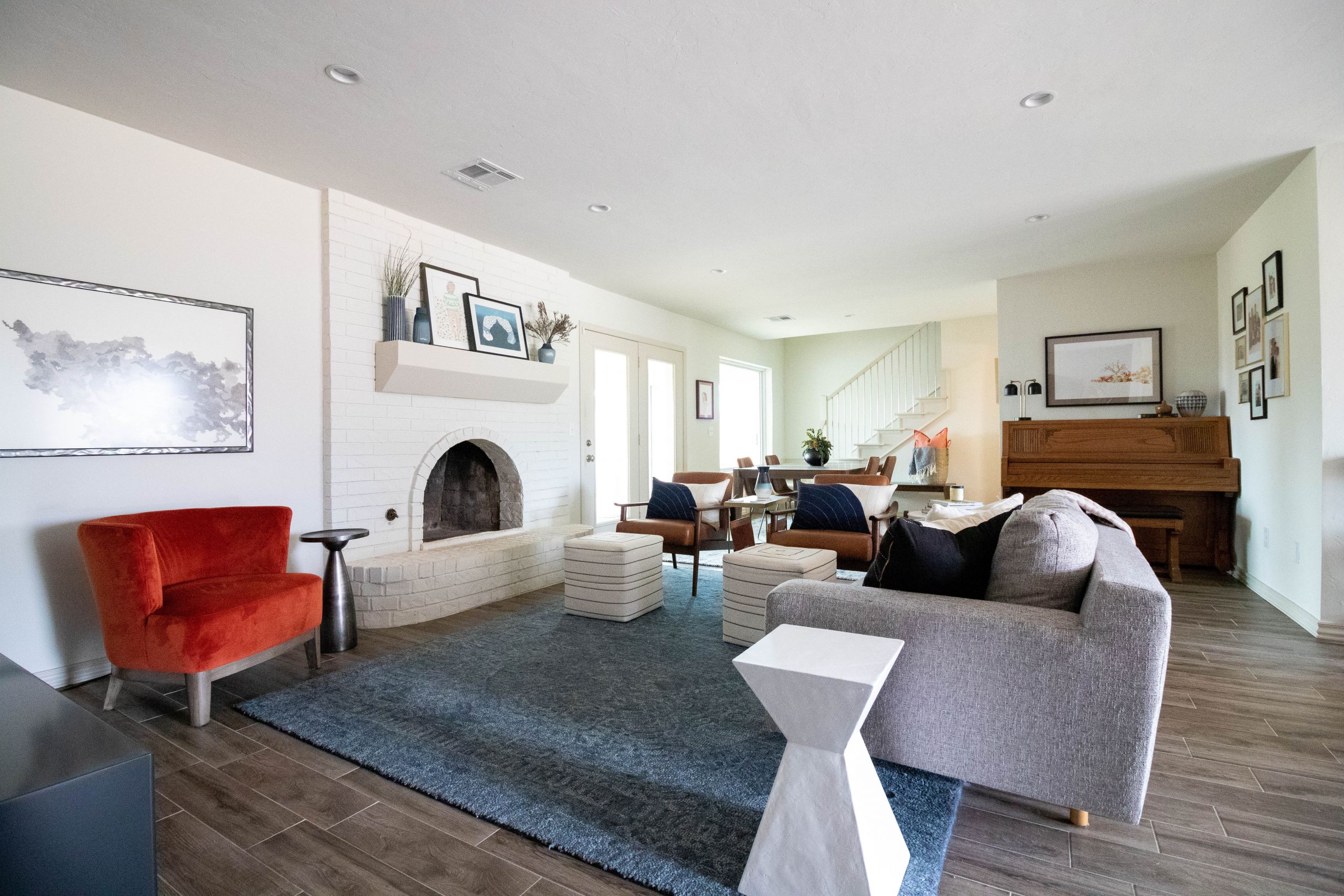 White Modern Living Room
 Project Reveal Oklahoma City Mid Century Modern Living