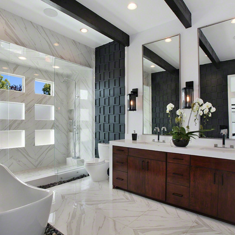 White Porcelain Tile Bathroom
 5 Modern Tile Designs Inspired by Wood Stone or Fabric