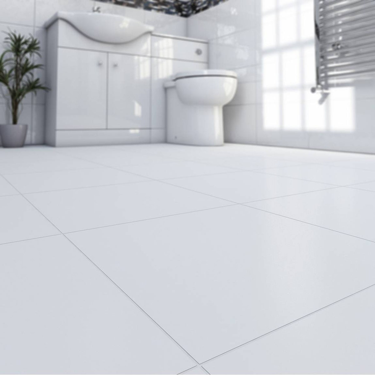 White Porcelain Tile Bathroom
 Oria Matte Super White Ceramic Floor Tile 33cm x 33cm