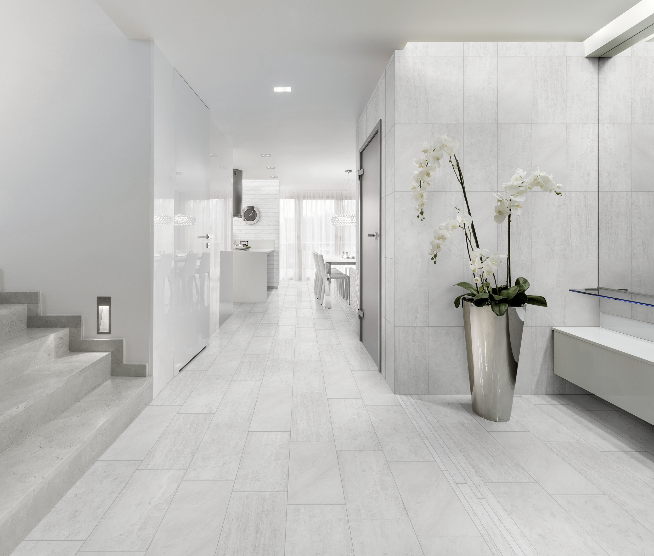 White Porcelain Tile Bathroom
 Porcelain Tile With Mixed Look of Wood Stone and Concrete
