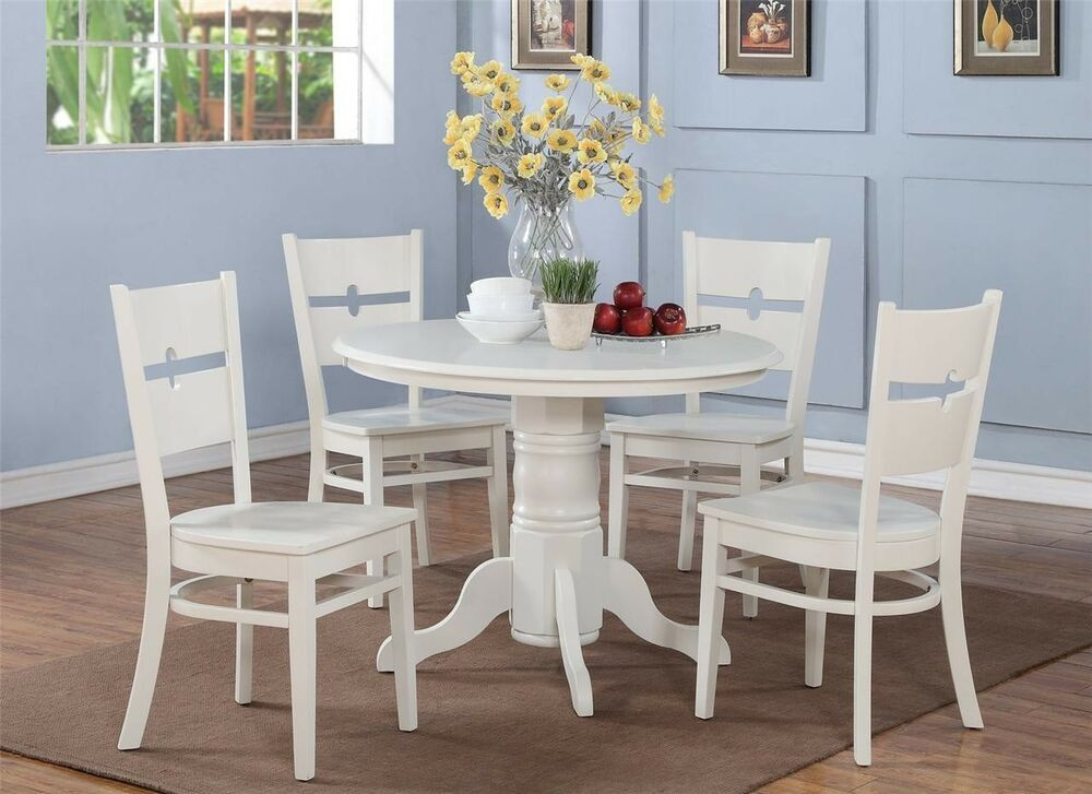White Round Kitchen Table Sets
 5 PC SHELTON ROUND KITCHEN TABLE w 4 ROCKVILLE WOOD SEAT