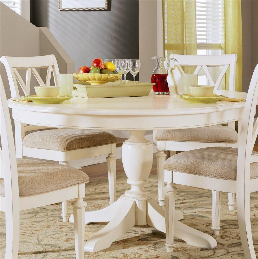 White Round Kitchen Table Sets
 48 in The expandable butterfly leaf allows you to lengthen