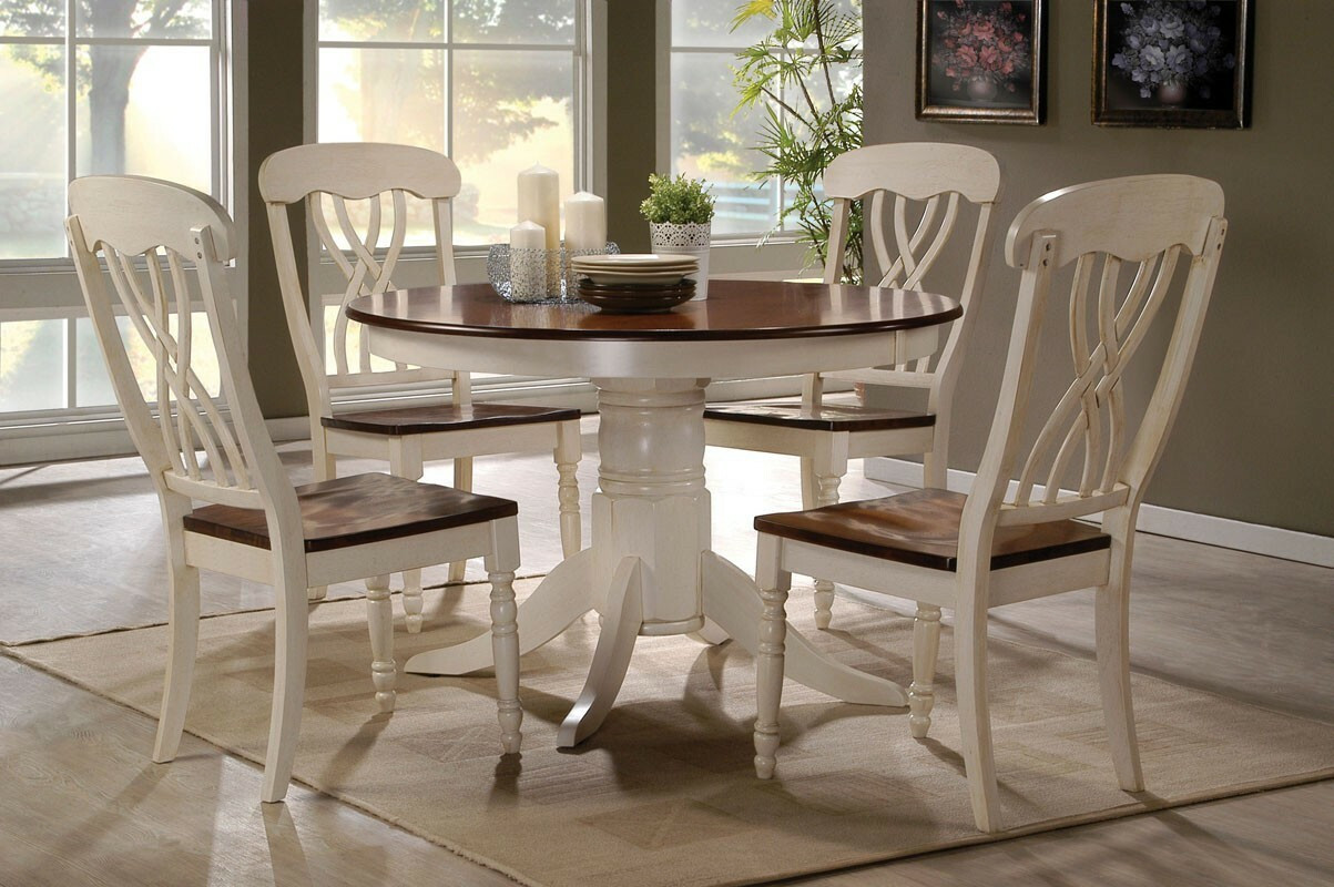 White Round Kitchen Table Sets
 42 Lander Oak Buttermilk Round Kitchen Table Set