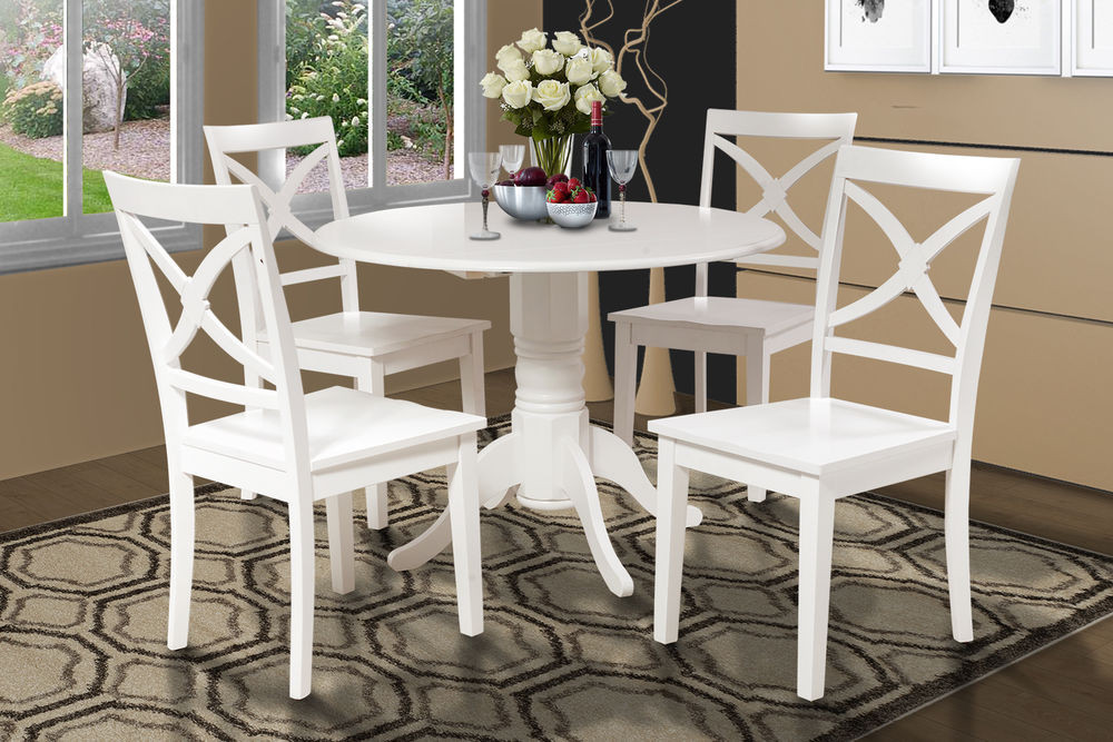 White Round Kitchen Table Sets
 42" ROUND DINETTE KITCHEN DINING ROOM TABLE SET W 9