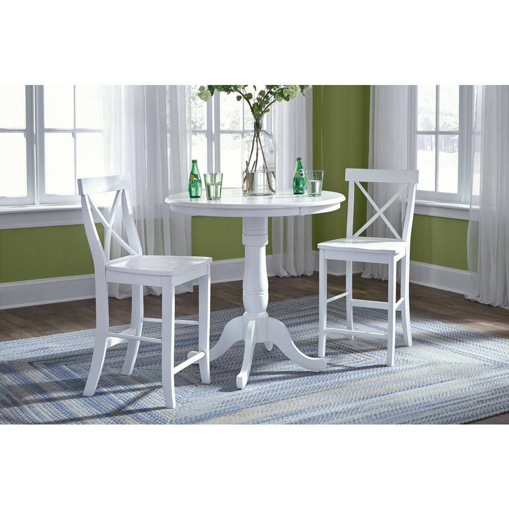 White Round Kitchen Table Sets
 International Concepts Pure White Round Counter Height