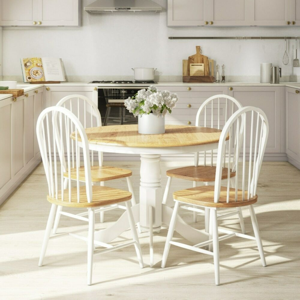 White Round Kitchen Table Sets
 Rhode Island Natural & White Round Kitchen Dining Table