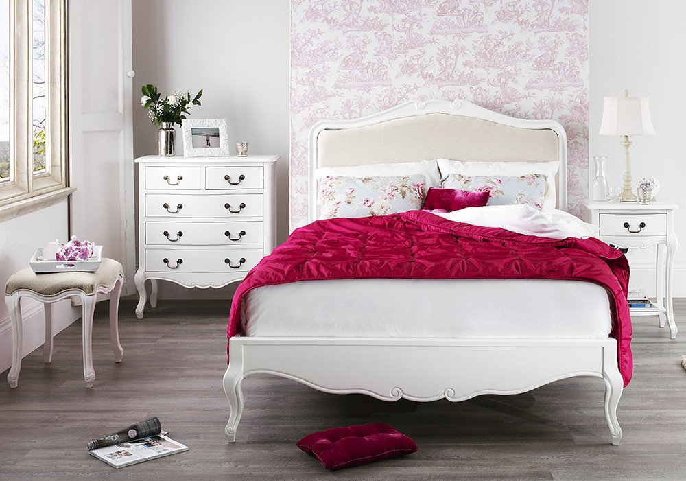 White Shabby Chic Bedroom Furniture
 Juliette Shabby Chic White Upholstered 6ft Super King Bed