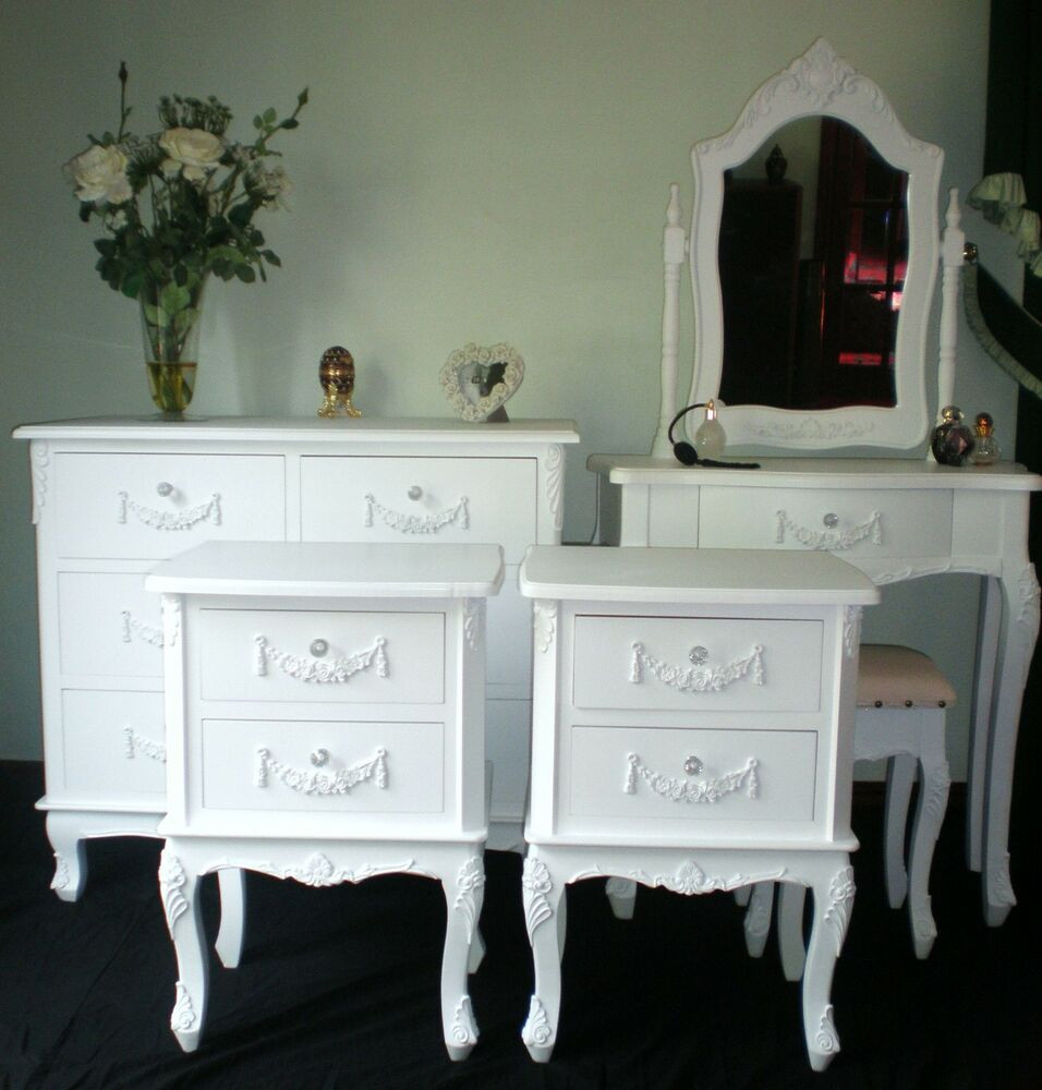 White Shabby Chic Bedroom Furniture
 SHABBY CHIC BEDROOM SET FRENCH STYLE FURNITURE WHITE with